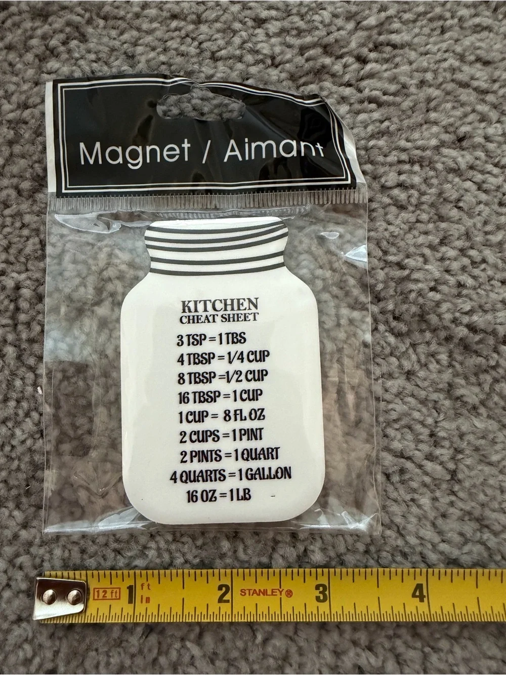 Kitchen Cheat Sheet Mason Jar Magnet - White